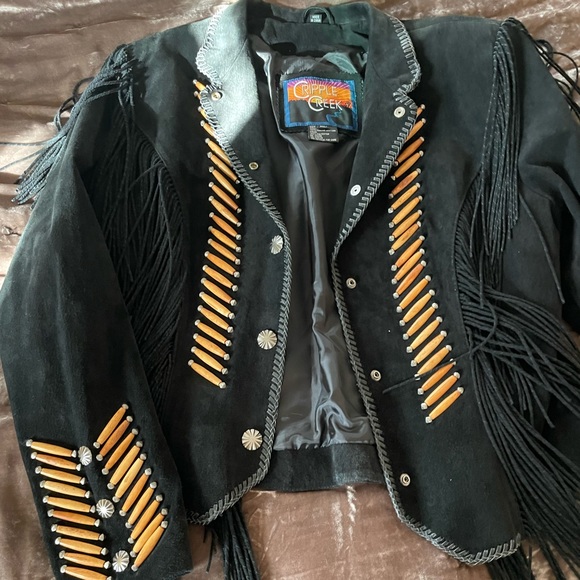 Jackets & Blazers - Cripple Creek Black Buffalo Suede Leather Jacket - XL